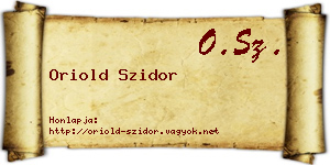 Oriold Szidor névjegykártya
